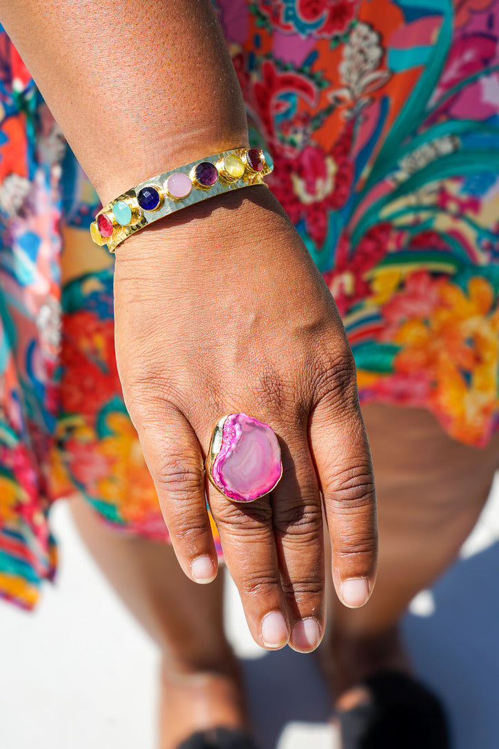 Dasha Pink Agate Ring | Shop Bali Queen