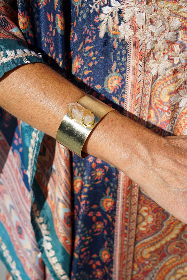 Dasha Smoky Quartz Golden Cuff | Shop Bali Queen