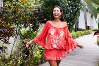 Bali Queen, Coco Rose, Resort Wear, Pool Wear, Bathing suit coverup, summer, summer style, boutique, bali, travel, boho style, sundress, roseta, embroidered, miranda, off the shoulder.