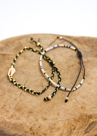 Braided Crystal Cowrie 2 Pack Bracelets | Shop Bali Queen