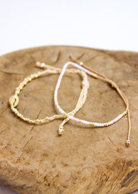 Braided Crystal Cowrie 2 Pack Bracelets | Shop Bali Queen