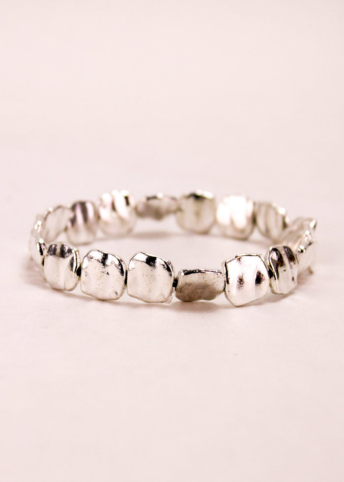 Hammered Square Alloy Stretch Bracelet #85 | Shop Bali Queen