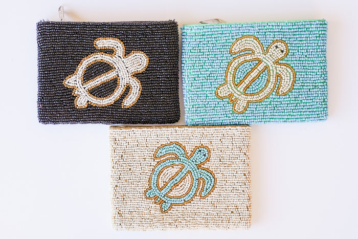 Turtle Beaded Coin Bag