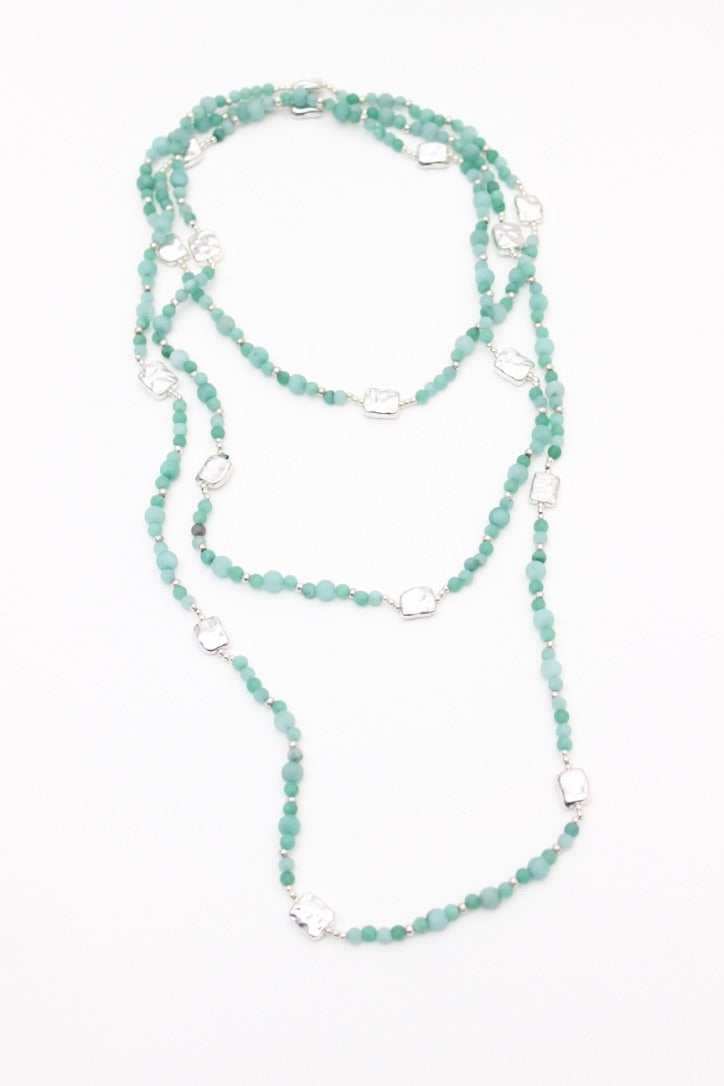 Amazonite Layering Alloy Necklace