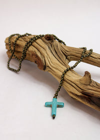 Turquoise Cross Alloy Necklace