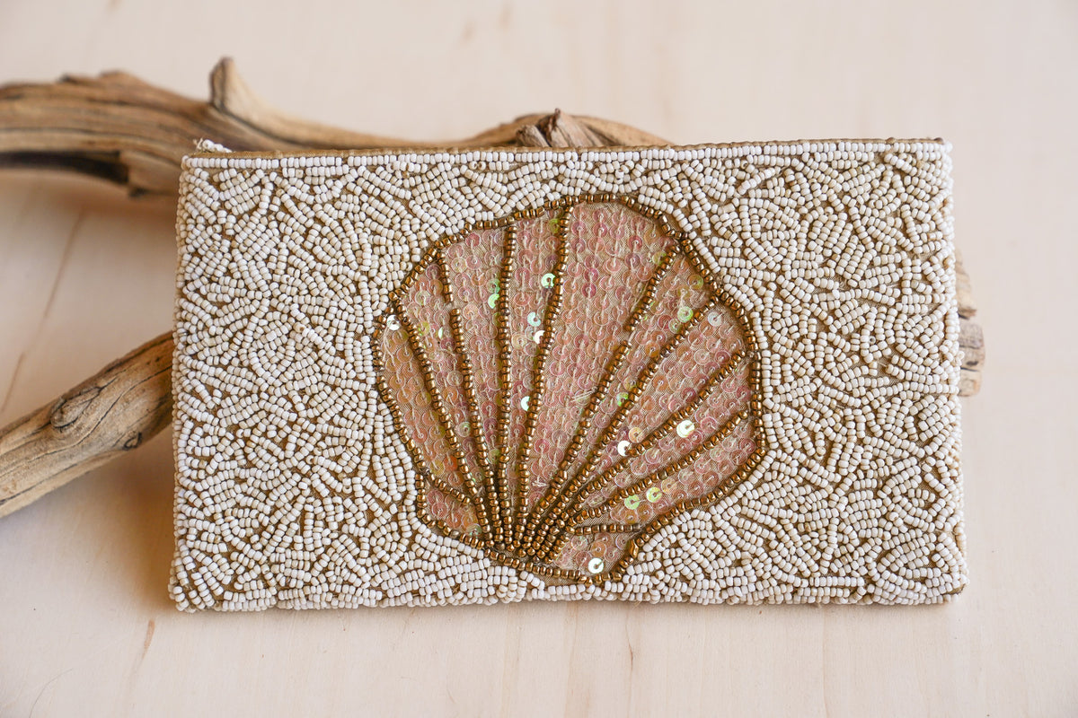 Scallop Shell Beaded Clutch