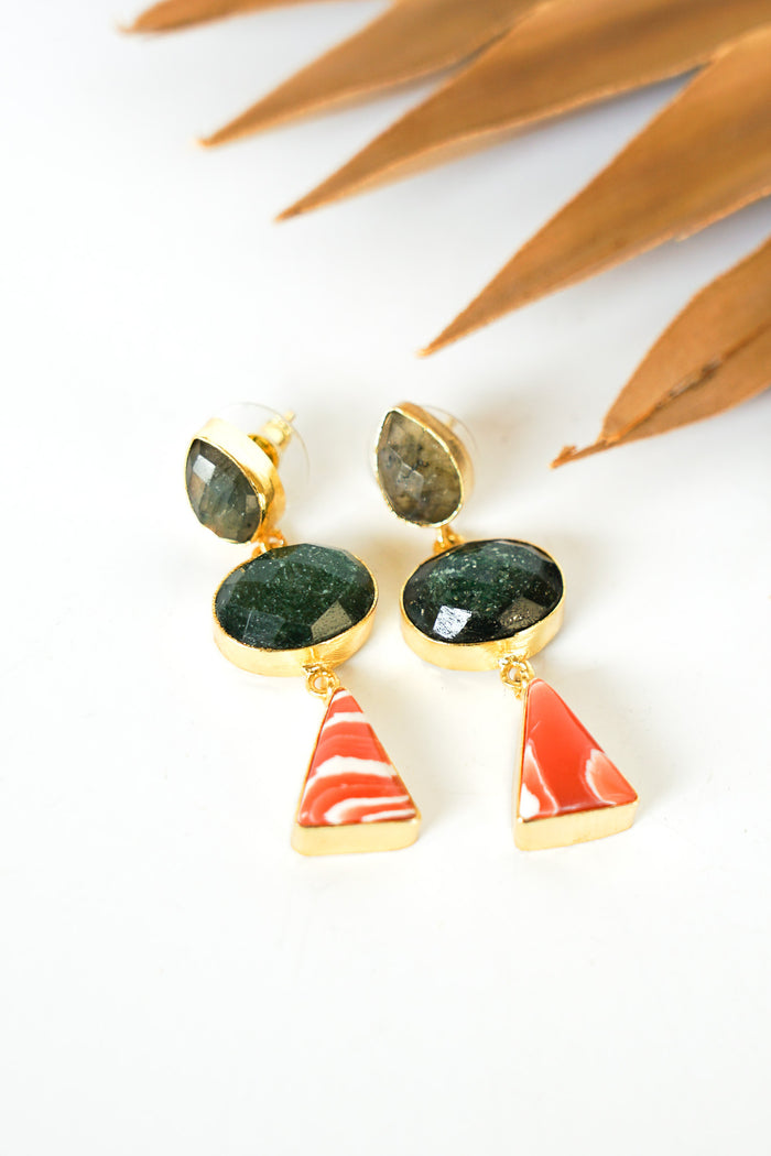 Dasha Labradorite & Turquoise Drop Earring | Shop Bali Queen