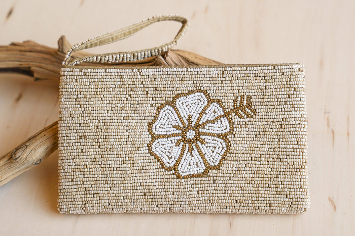 Beach Hibiscus Beaded Clutch