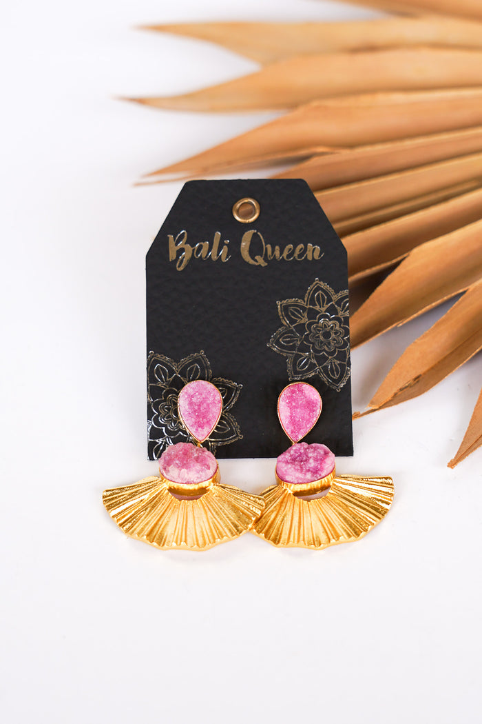 Dasha Druzy Amethyst Palm Earring | Shop Bali Queen