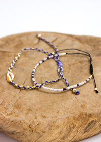 Braided Crystal Cowrie 2 Pack Bracelets | Shop Bali Queen