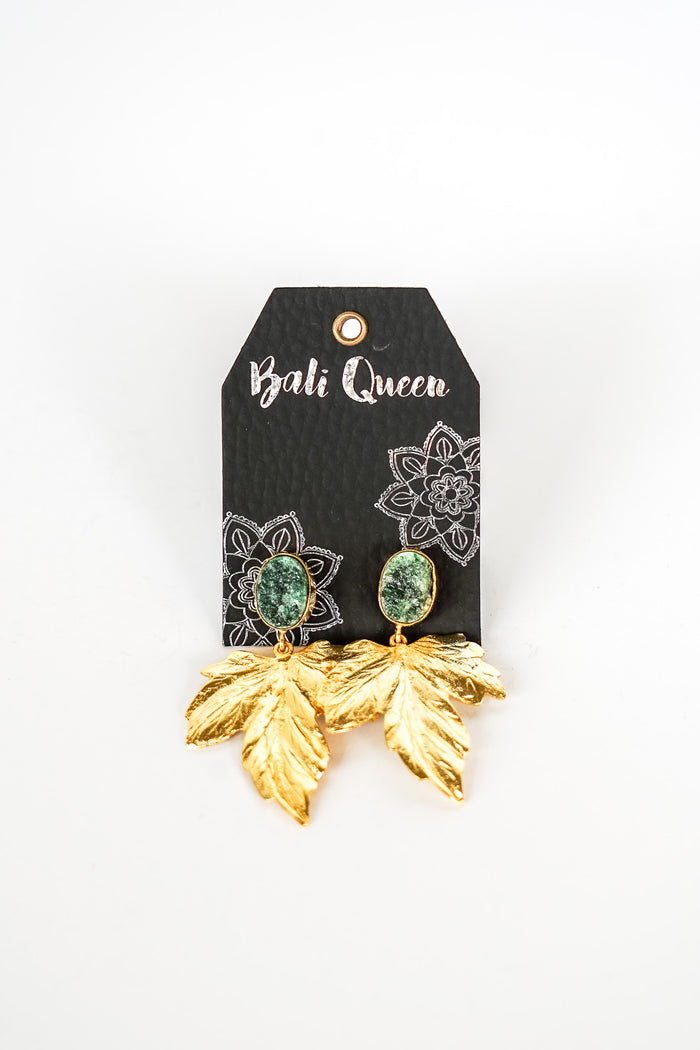 Dasha Druzy Emerald Palm Earring | Shop Bali Queen
