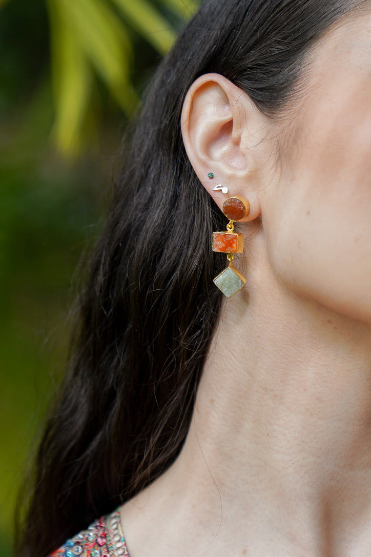 Dasha Amber & Slate Druzy Quartz Earring