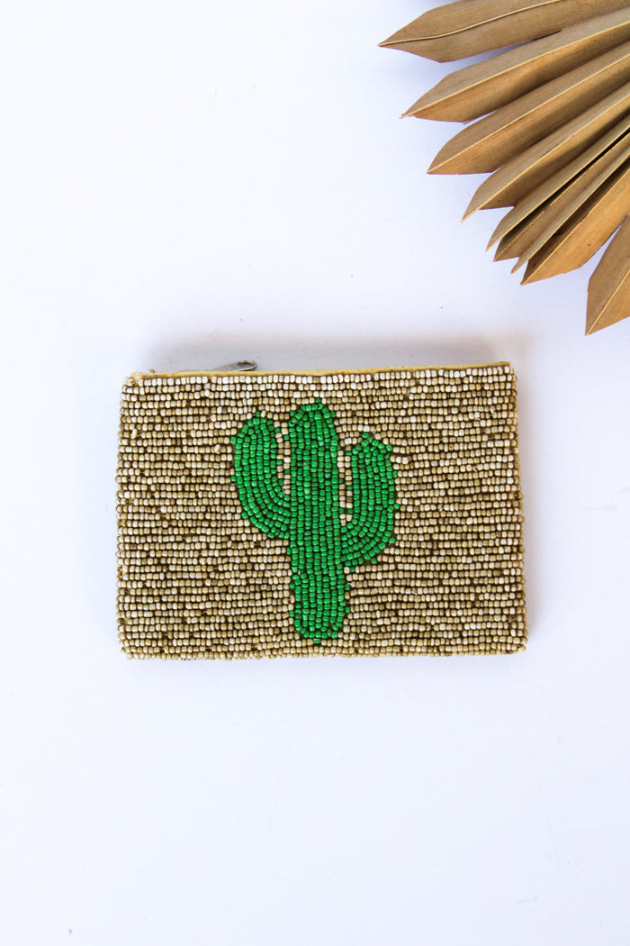 Cactus Beaded Coin Bag