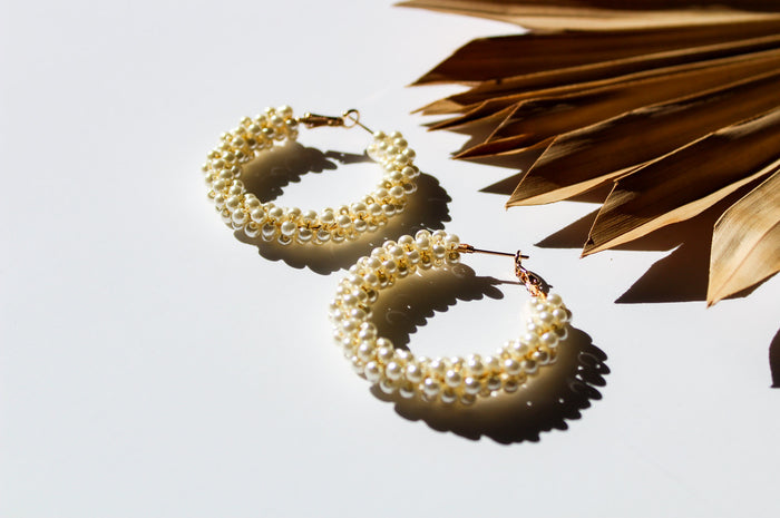 Pearl Cluster Hoop Earring