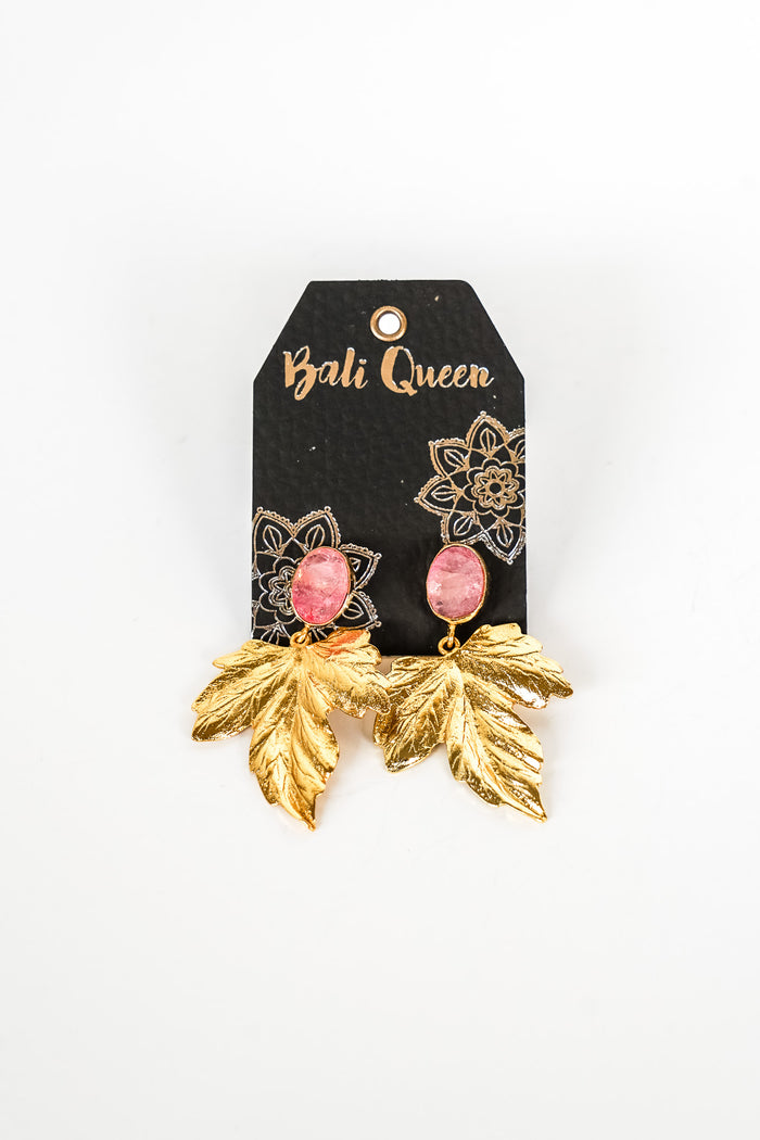 Dasha Pink Chalcedony Palm Earring | Shop Bali Queen