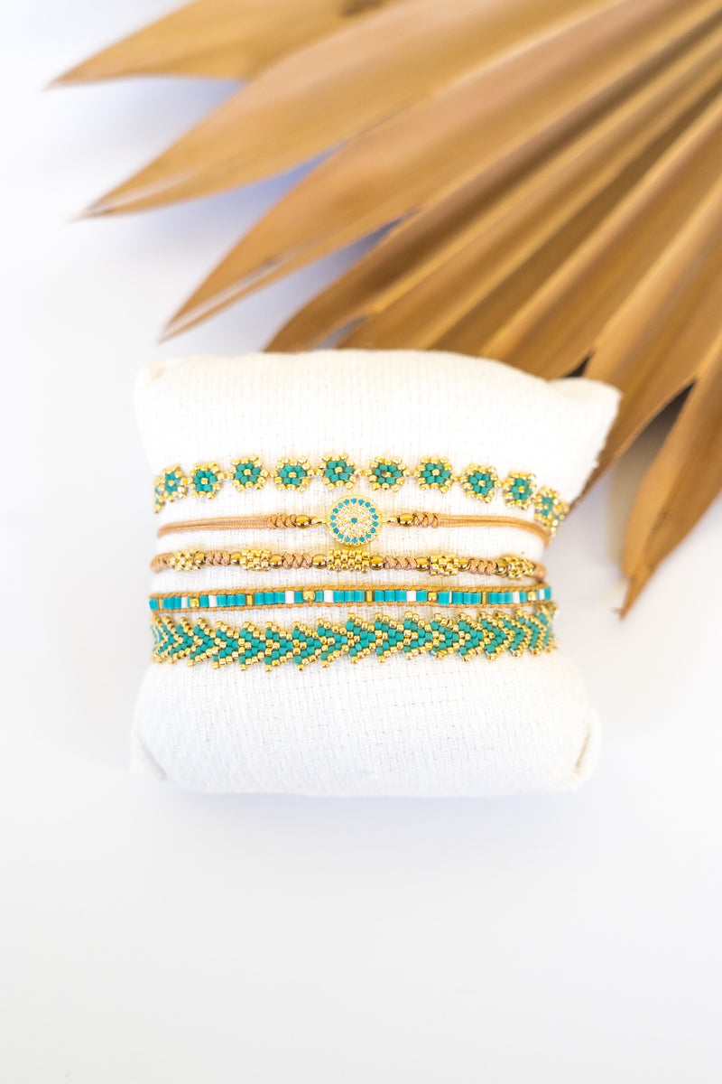 Crystal 5 Pack Pull Bracelet Tray (Turquoise) | Shop Bali Queen
