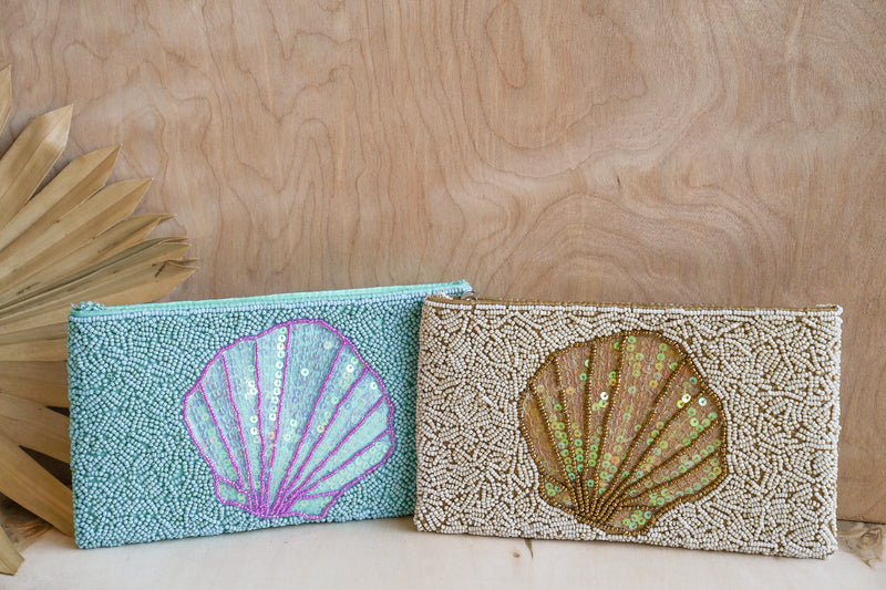 Scallop Shell Beaded Clutch