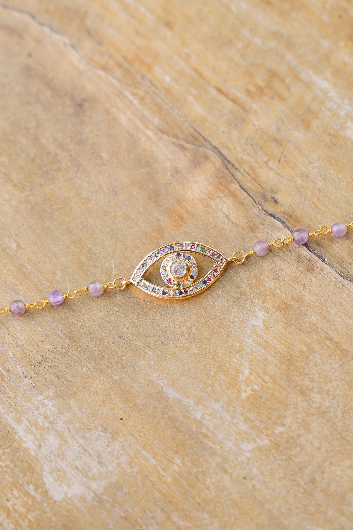 18K Toggle Evil Eye Amethyst Bracelet | Shop Bali Queen
