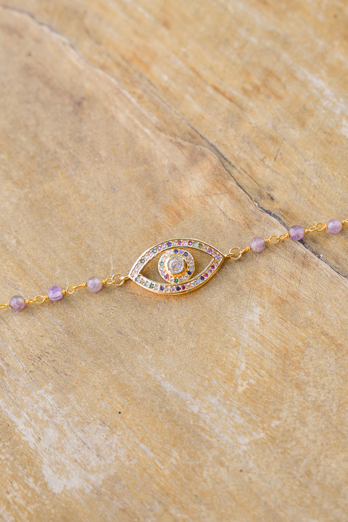 18K Toggle Evil Eye Amethyst Bracelet | Shop Bali Queen