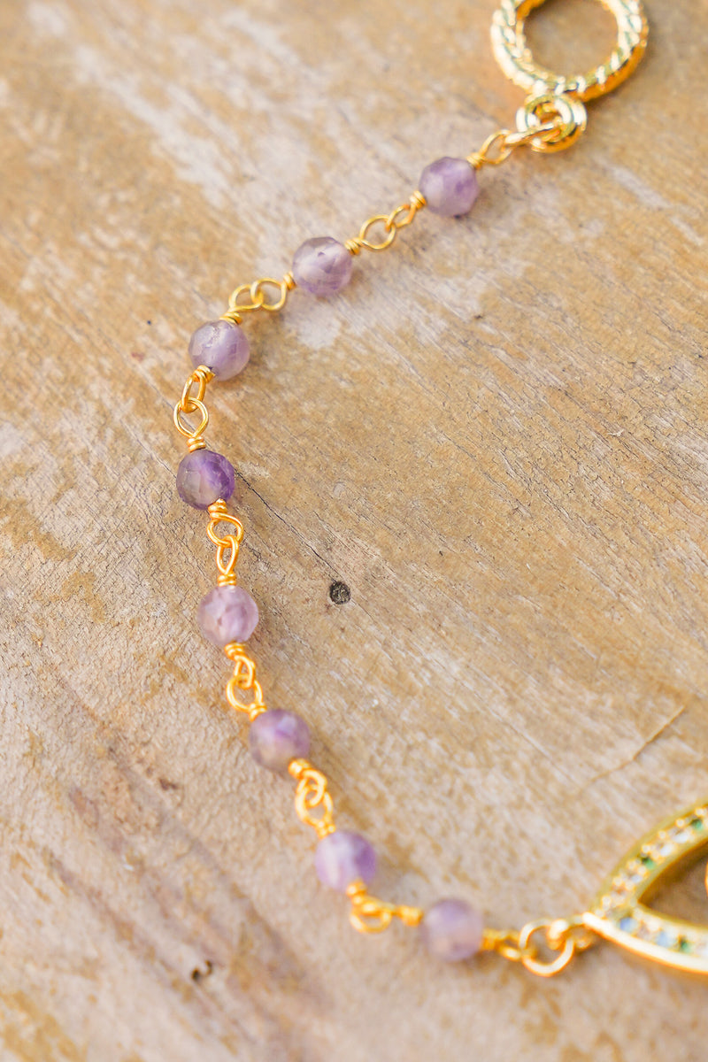 18K Toggle Evil Eye Amethyst Bracelet | Shop Bali Queen
