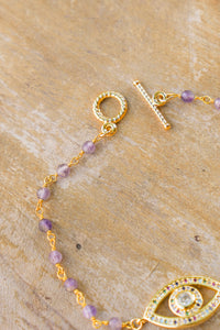 18K Toggle Evil Eye Amethyst Bracelet | Shop Bali Queen