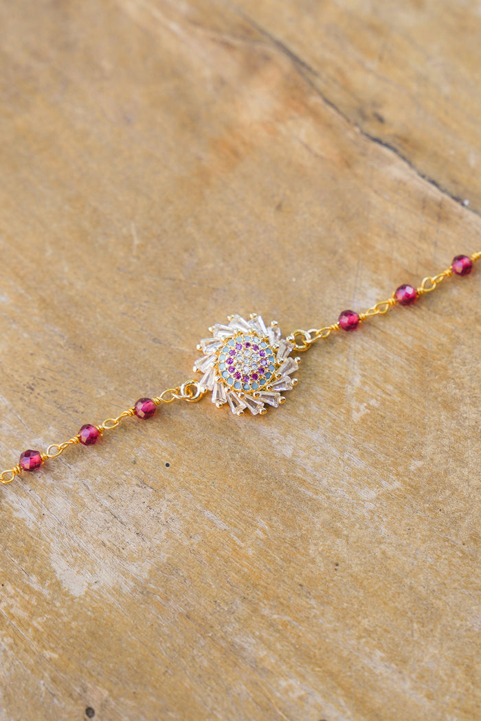 18K Toggle Sun Rhodonite Bracelet