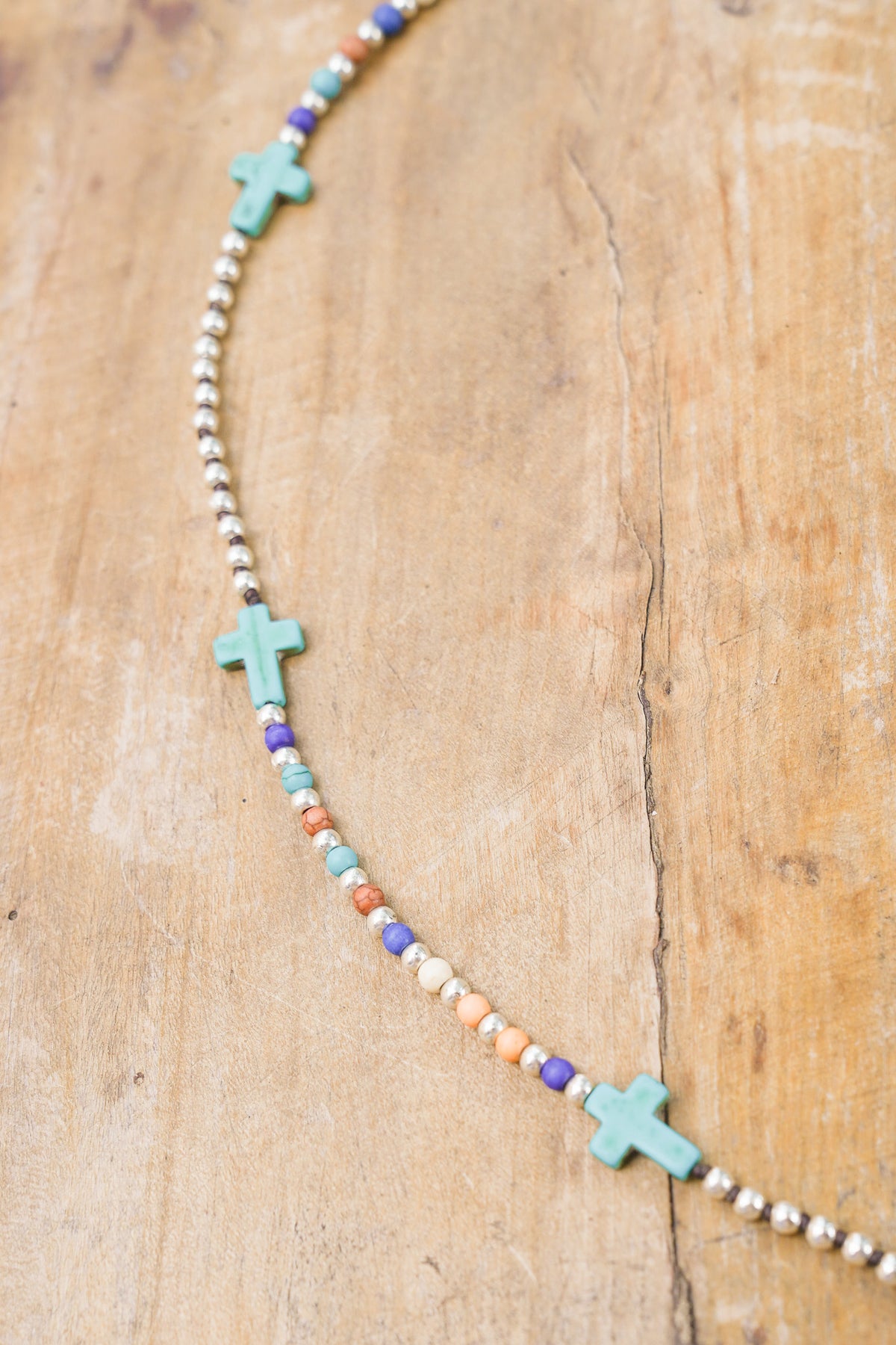 Rainbow Turquoise Cross Alloy Necklace