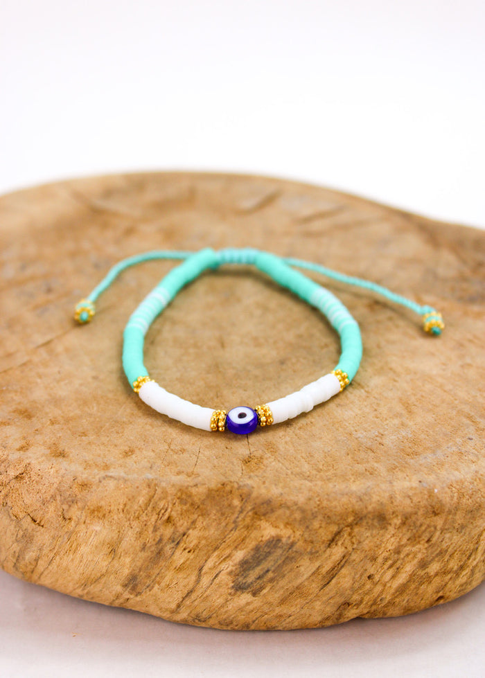 Tubular Evil Eye Bracelet