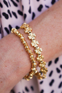 Hibiscus Flower Gold Alloy Stretch Bracelet #2