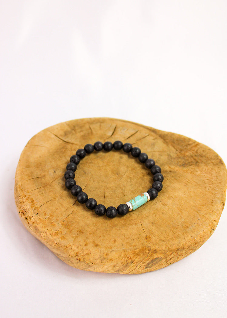 Men's Lava & Turquoise Stretch Bracelet