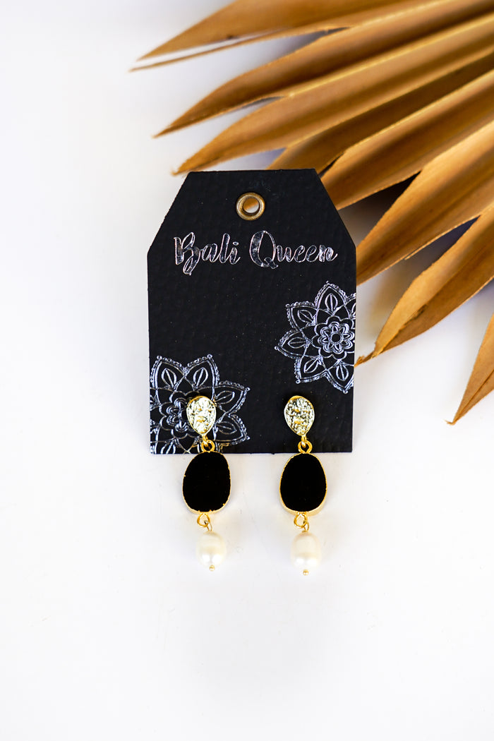 Dasha Onyx Pearl Drop Earring | Shop Bali Queen