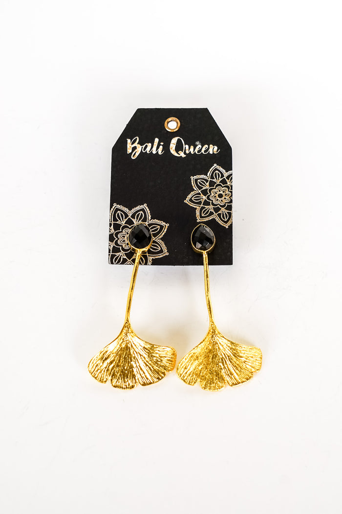 Dasha Onyx Lotus Drop Earring | Shop Bali Queen