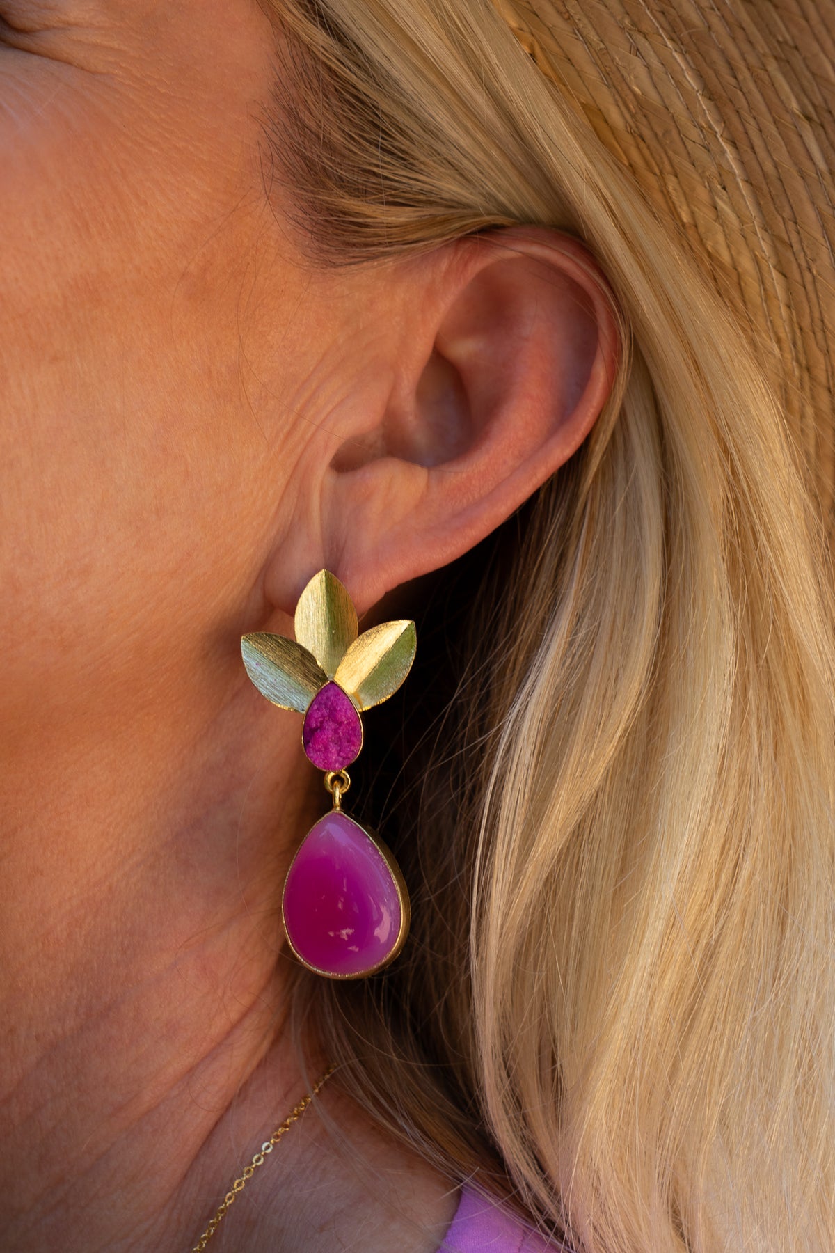 Dasha Fuchsia Quartz Bloom Earring | Shop Bali Queen