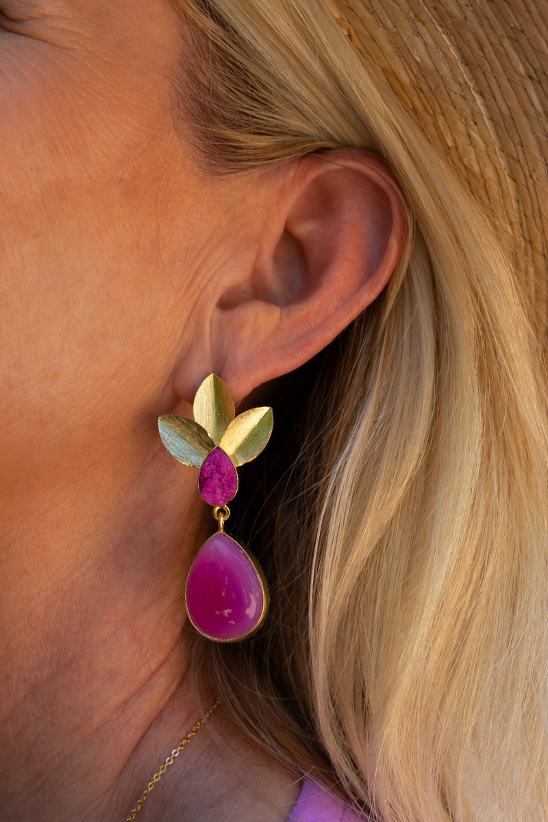 Dasha Fuchsia Quartz Bloom Earring | Shop Bali Queen