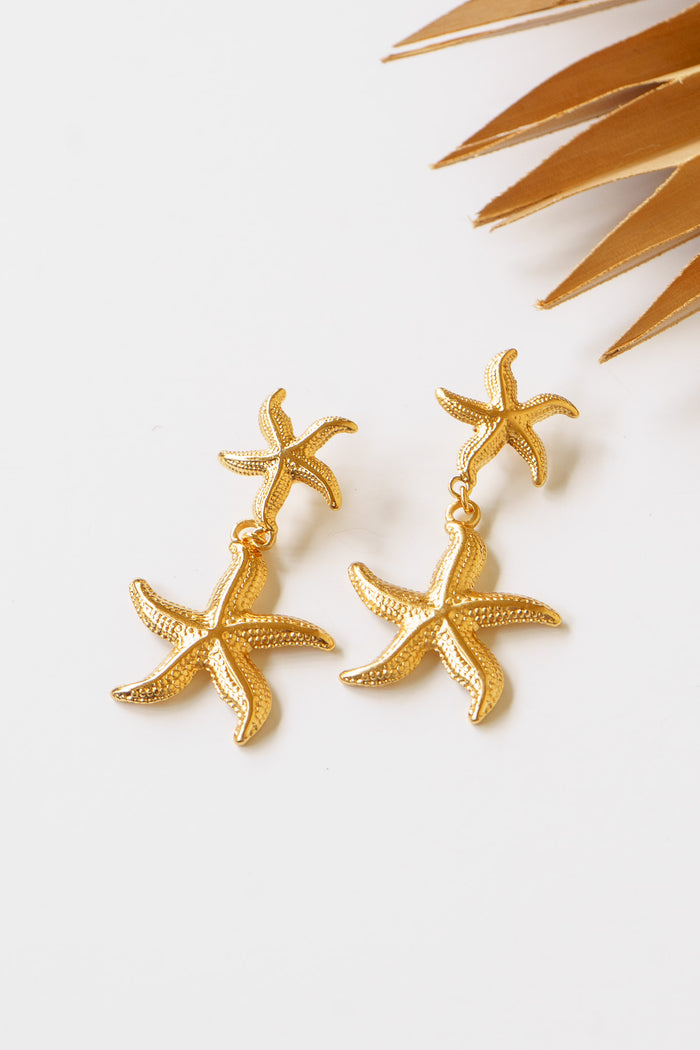 Golden Starfish Drop Earring | Shop Bali Queen
