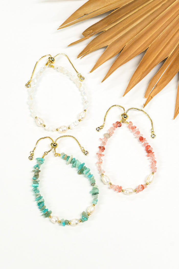 Beach Pebbles Stone & Pearl Bracelet | Shop Bali Queen