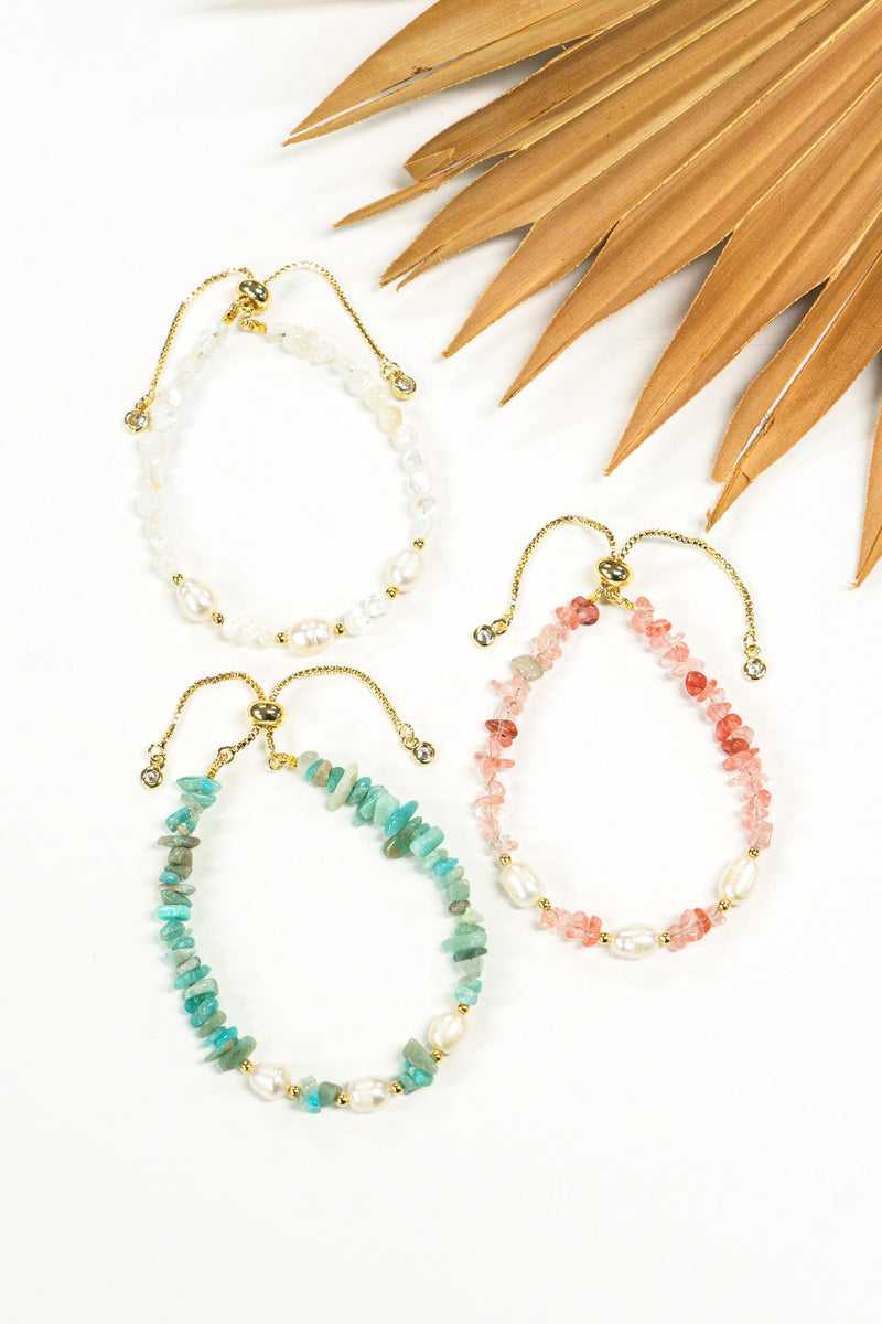 Beach Pebbles Stone & Pearl Bracelet | Shop Bali Queen