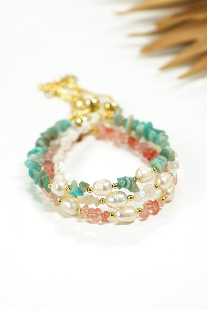 Beach Pebbles Stone & Pearl Bracelet | Shop Bali Queen