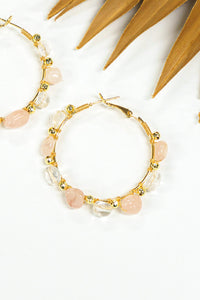 Beach Pebbles Stone & Crystal Hoop Earring | Shop Bali Queen