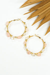 Beach Pebbles Stone & Crystal Hoop Earring | Shop Bali Queen