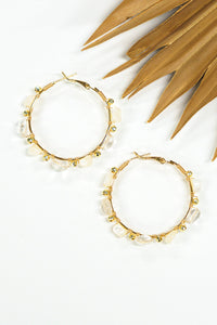 Beach Pebbles Stone & Crystal Hoop Earring | Shop Bali Queen