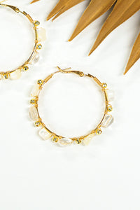 Beach Pebbles Stone & Crystal Hoop Earring | Shop Bali Queen