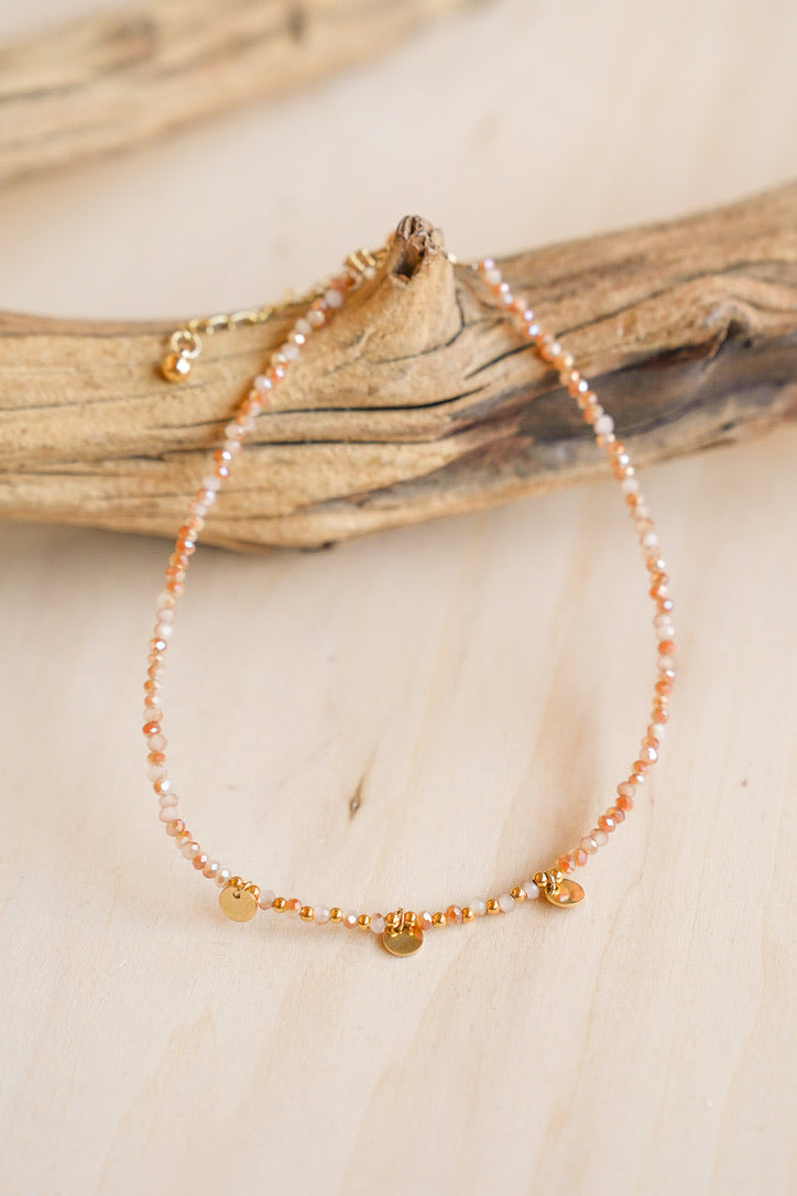 Gold Disc and Gemstone Anklet