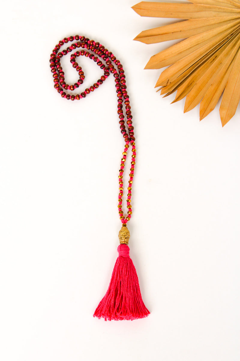 Cotton Buddha Tassel Necklace