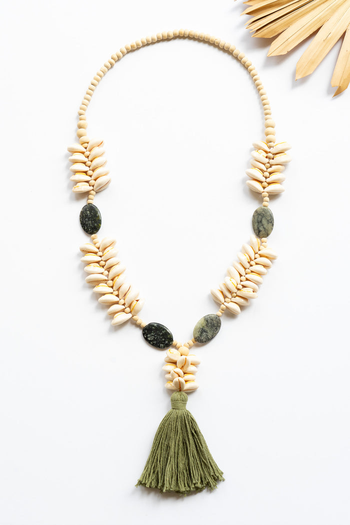 Stone & Shell Tassel Necklace | Shop Bali Queen