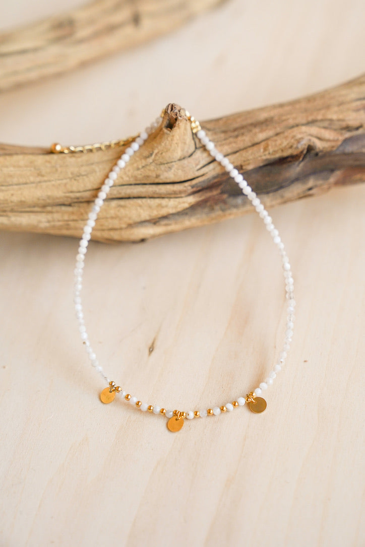 Gold Disc and Gemstone Anklet