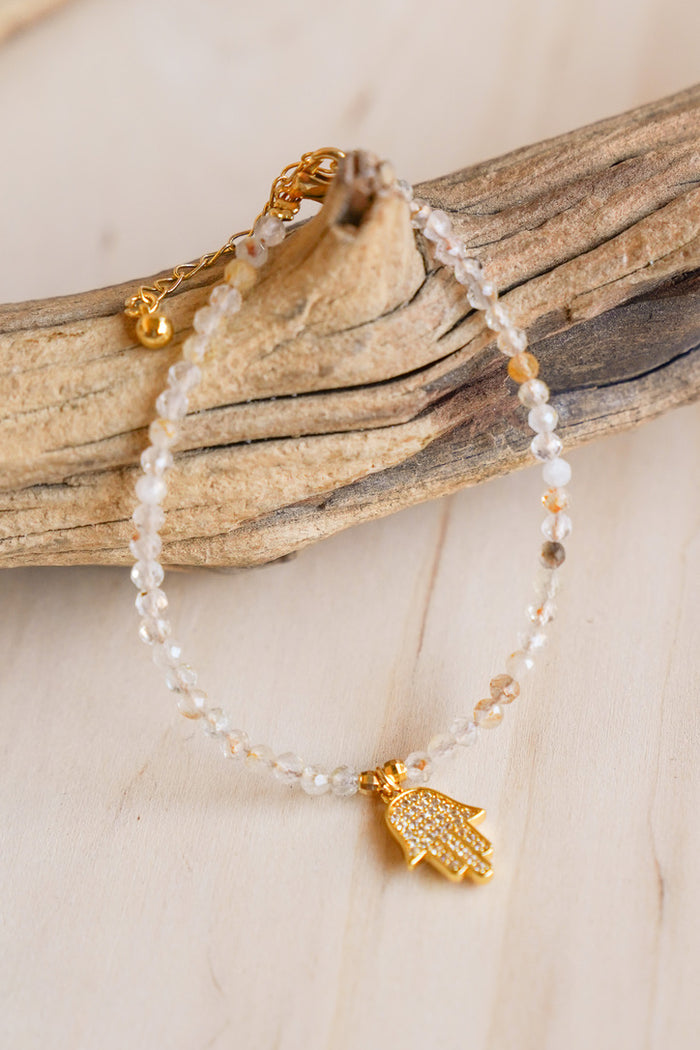 Hamsa Clear Quartz Bracelet