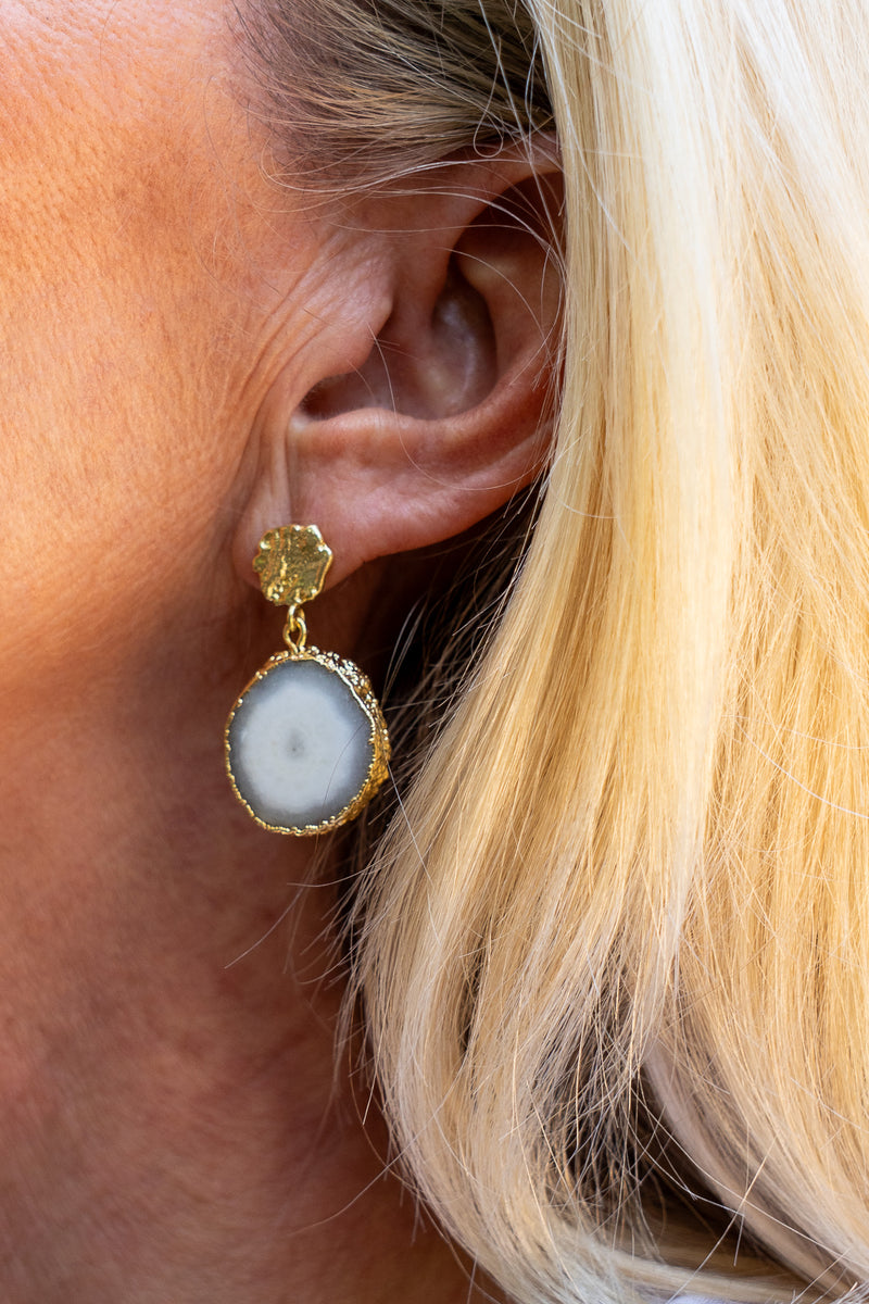 Dasha Smoky Quartz Halo Earring | Shop Bali Queen