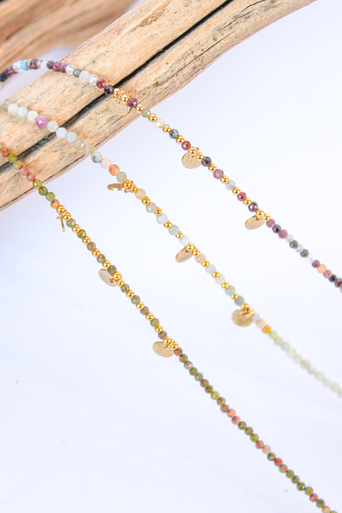 Gold Disc and Gemstone Anklet