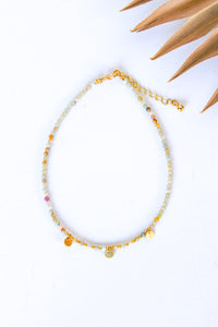 Gold Disc and Gemstone Anklet